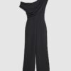 Black Sleeveless Asymmetric Drape Jumpsuit