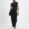Black Sleeveless Belted Waistcoat
