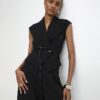 Black Sleeveless Belted Waistcoat