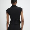 Black Sleeveless Belted Waistcoat