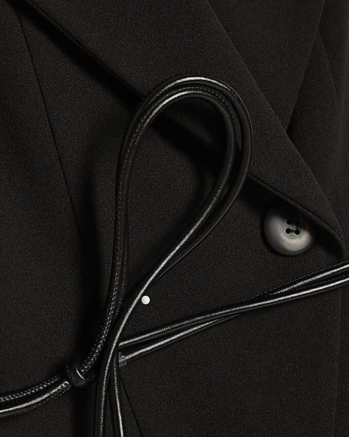 Black Sleeveless Belted Waistcoat