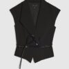 Black Sleeveless Belted Waistcoat