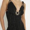 Black Sleeveless Shirred Mini Beach Dress