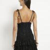 Black Sleeveless Shirred Mini Beach Dress
