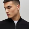 Black Slim Fit Bomber Jacket