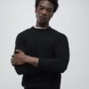 Black Slim Fit Cable Knit Jumper