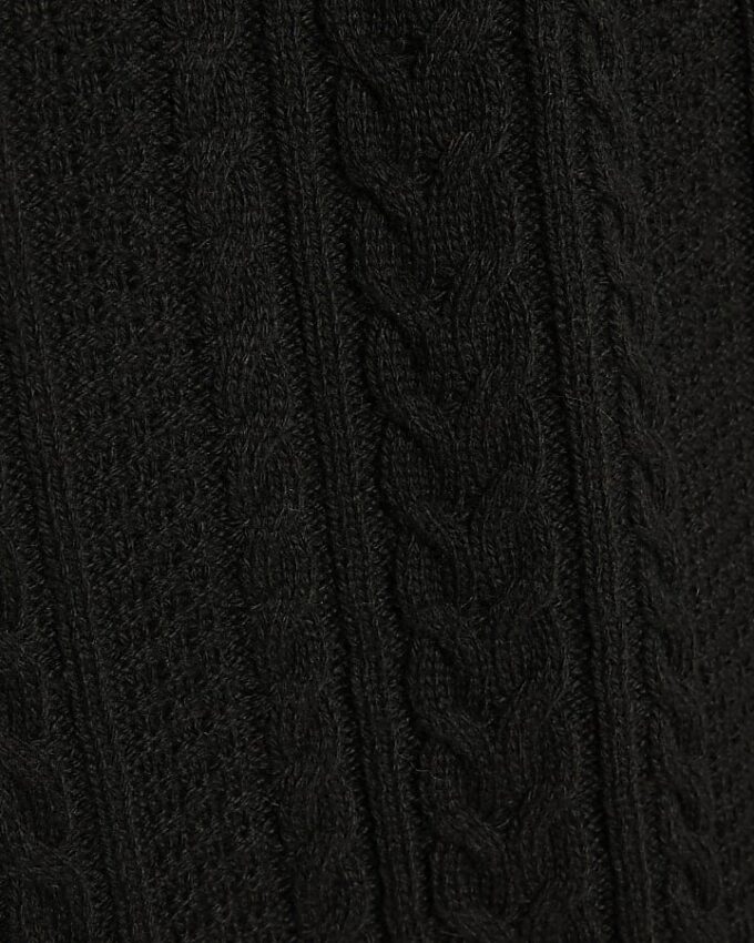 Black Slim Fit Cable Knit Jumper