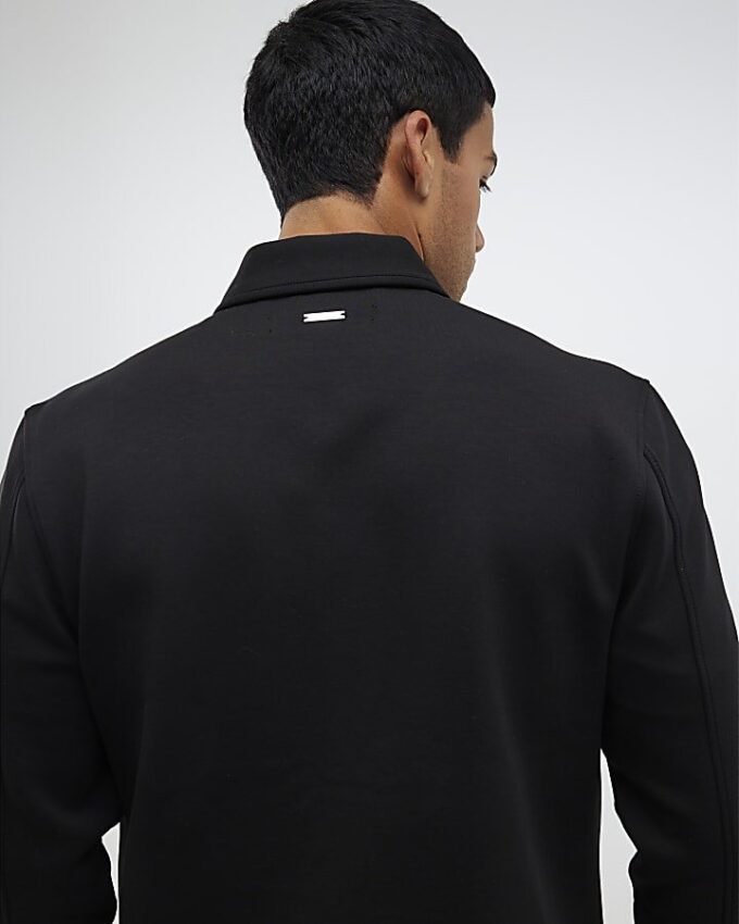 Black Slim Fit Collared Overshirt