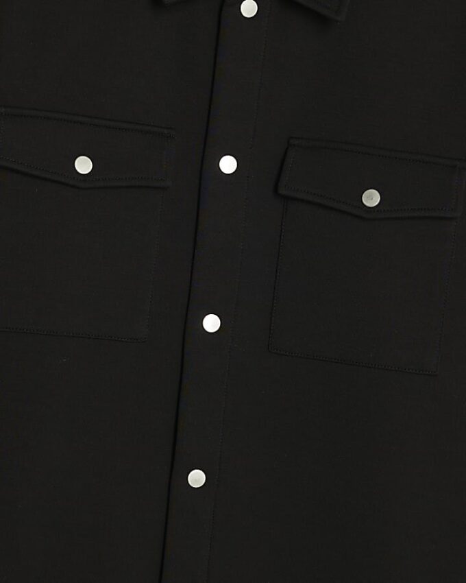 Black Slim Fit Collared Overshirt