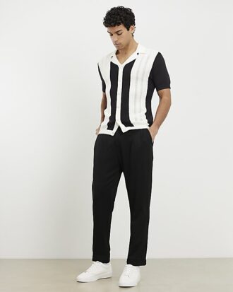 Black Slim Fit Colour Blocked Shirt