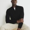 Black Slim Fit Half Zip Jumper