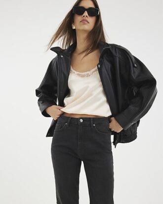 Black Slim Fit High Waisted Ankle Jeans