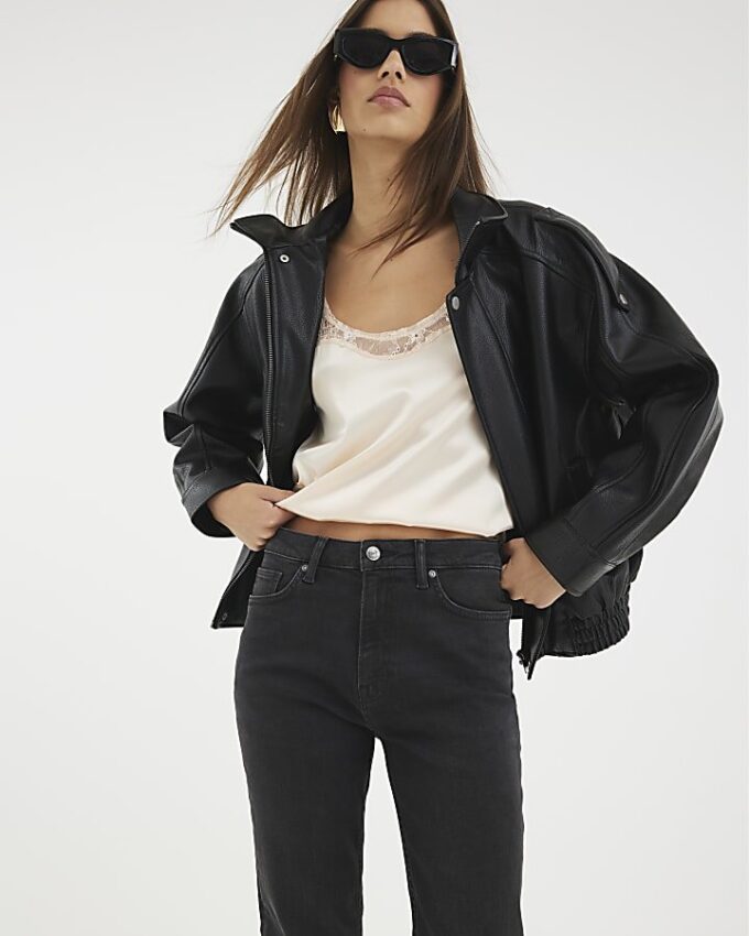 Black Slim Fit High Waisted Ankle Jeans Black Slim Fit High Waisted Ankle Jeans