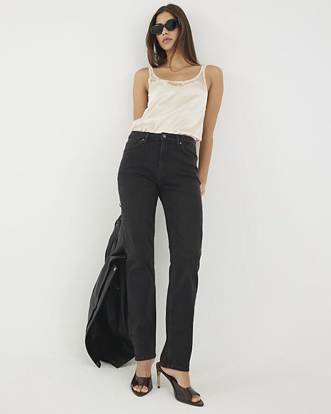 Black Slim Fit High Waisted Ankle Jeans Black Slim Fit High Waisted Ankle Jeans