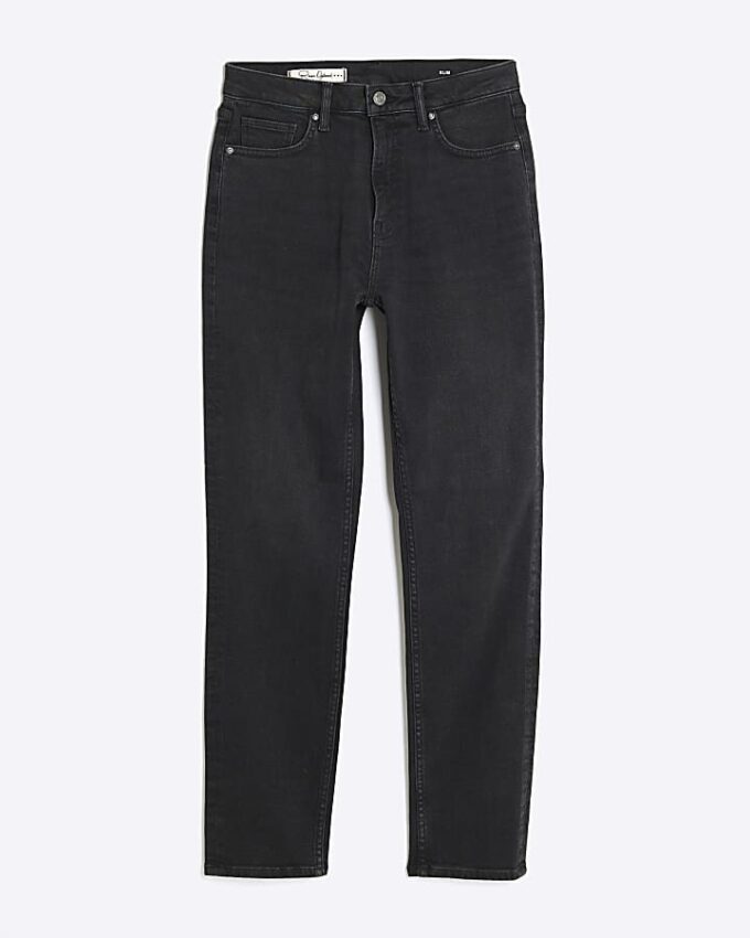 Black Slim Fit High Waisted Ankle Jeans Black Slim Fit High Waisted Ankle Jeans
