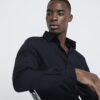 Black slim fit long sleeve shirt