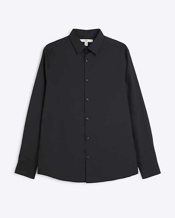 Black slim fit long sleeve shirt