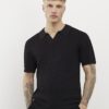 Black Slim Fit Open Collar Shirt