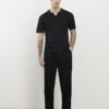 Black Slim Fit Open Collar Shirt