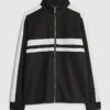 Black Slim Fit Stripe Funnel Neck Jacket