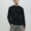 Black Slim Fit Waffle Knit Jumper