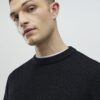 Black Slim Fit Waffle Knit Jumper