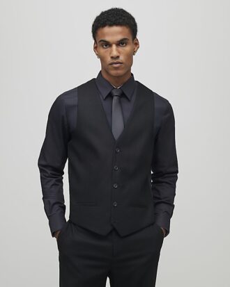 Black slim fit waistcoat