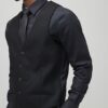 Black slim fit waistcoat