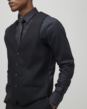 Black slim fit waistcoat