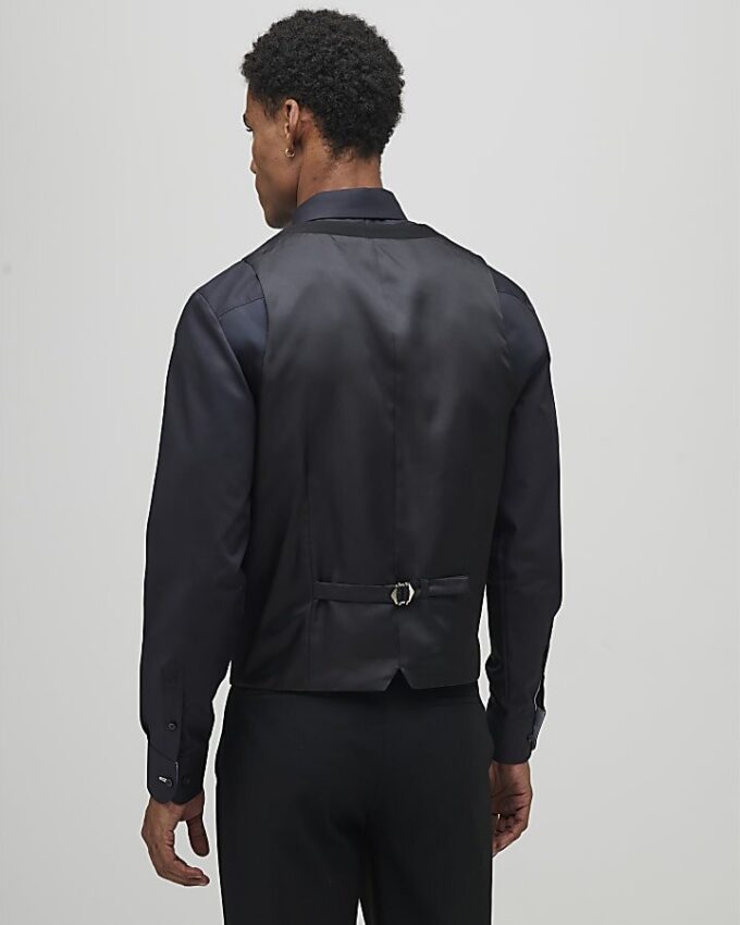 Black slim fit waistcoat