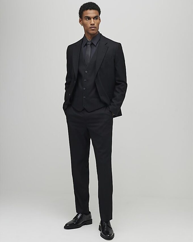 Black slim fit waistcoat