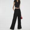 Black Soft Wide Leg Trousers