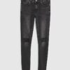 Black Spray On Rip Jeans