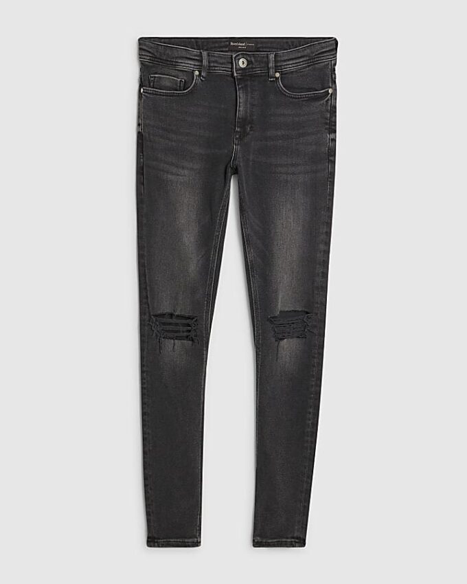 Black Spray On Rip Jeans