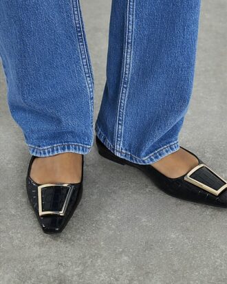 Black Square Buckle Ballet Pumps Black Square Buckle Ballet Pumps