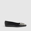 Black Square Buckle Ballet Pumps