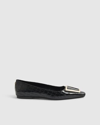 Black Square Buckle Ballet Pumps Black Square Buckle Ballet Pumps