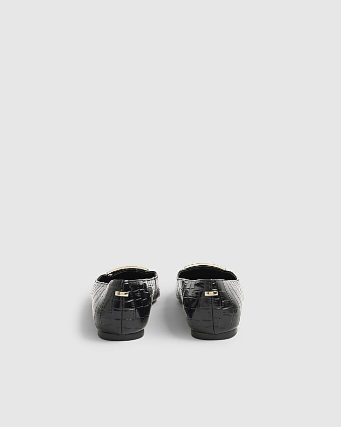 Black Square Buckle Ballet Pumps