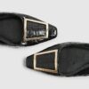 Black Square Buckle Ballet Pumps