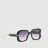 Black Square Metal Trim Detail Sunglasses