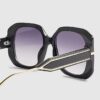 Black Square Metal Trim Detail Sunglasses