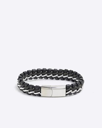 Black Steel Fabric Bracelet