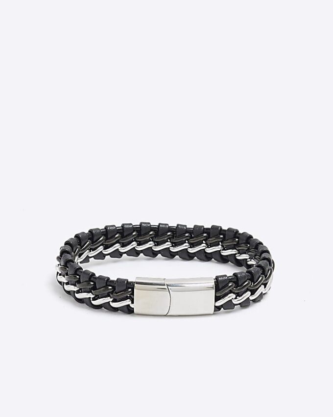Black Steel Fabric Bracelet