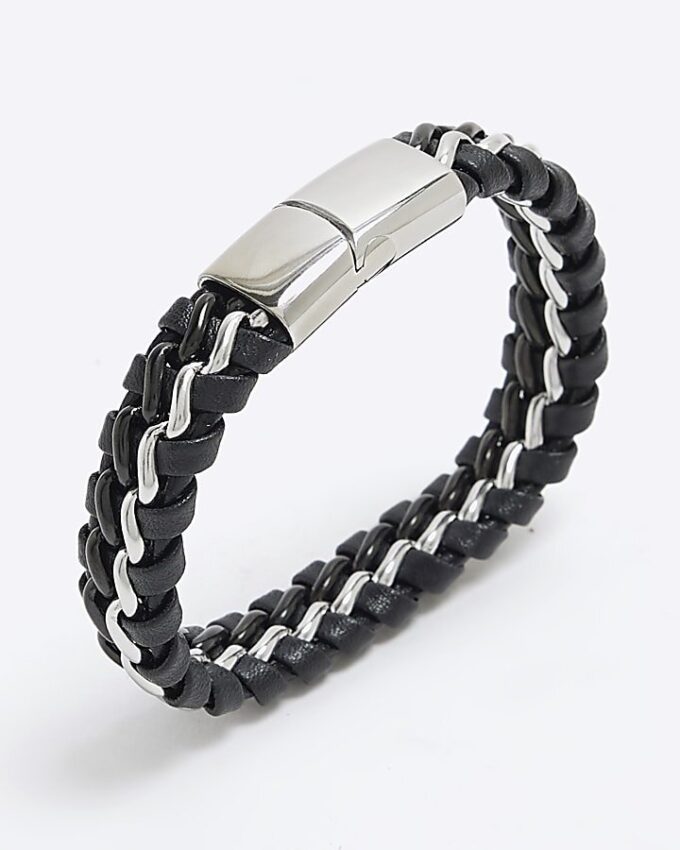 Black Steel Fabric Bracelet