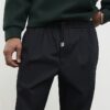 Black Straight Fit Elasticated Trousers