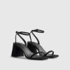 Black Strappy Block Heel Sandals