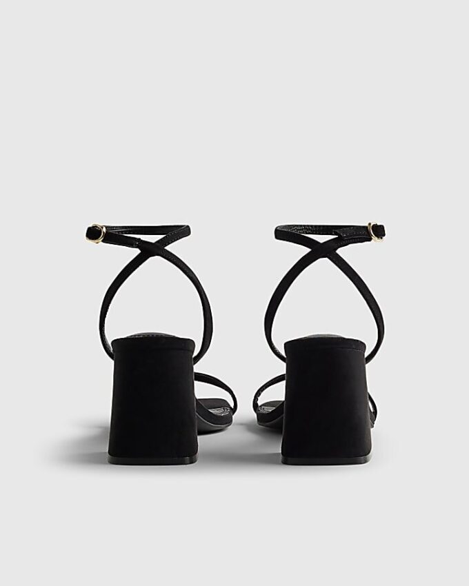 Black Strappy Block Heel Sandals