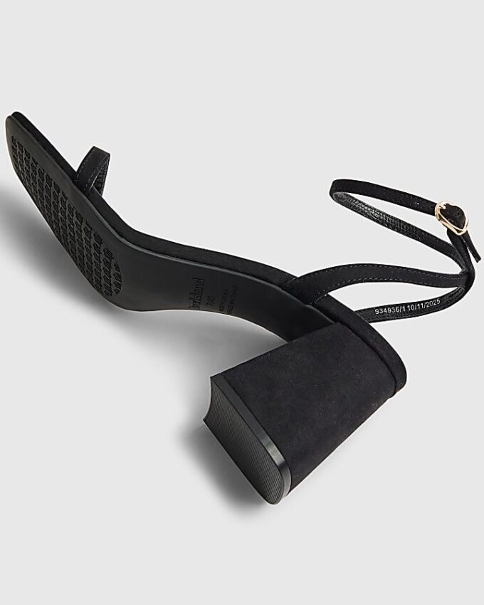 Black Strappy Block Heel Sandals