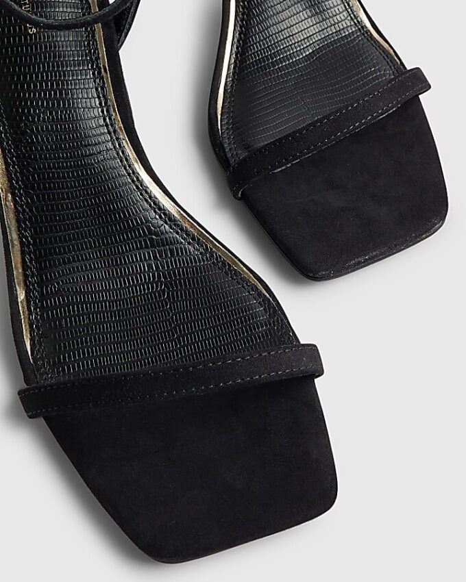 Black Strappy Block Heel Sandals
