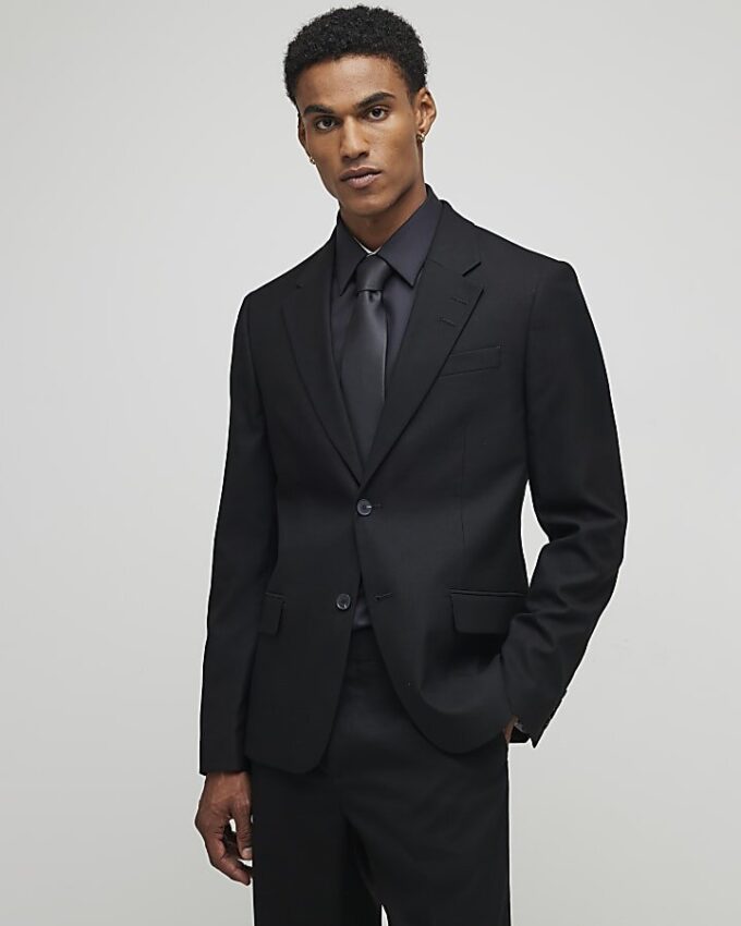 Black Stretch Slim Fit Suit Jacket